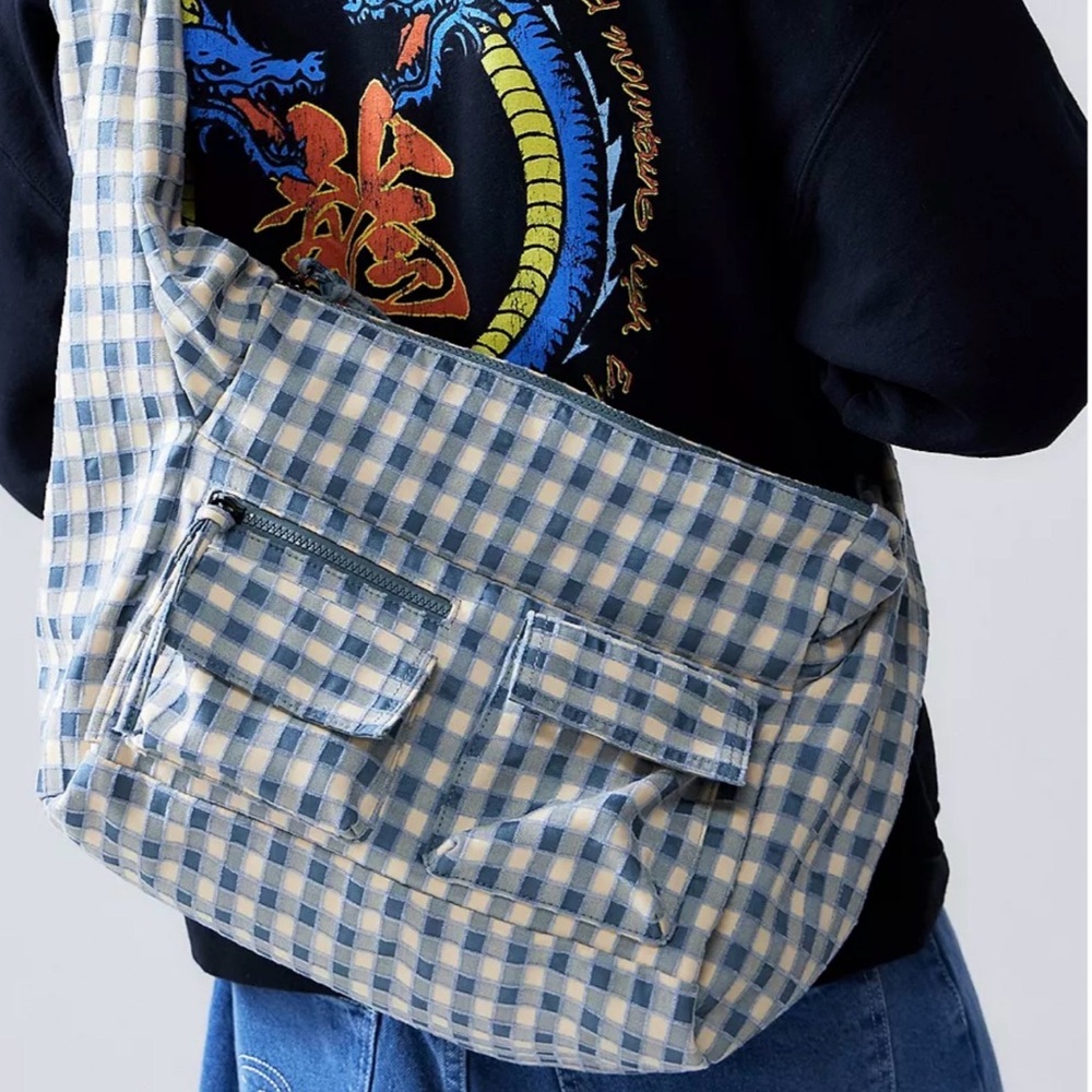 urban outfitters BDG Check Sling Bag Blue Checkered unisex Bag